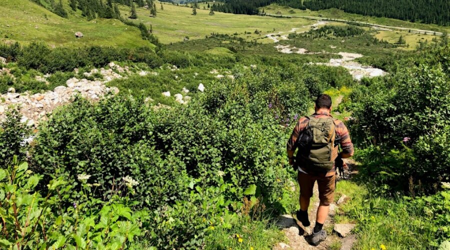 Man on a hike with backpack 