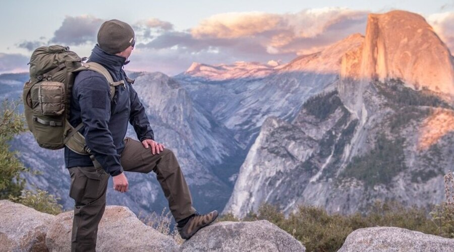 Man on the mountains wearing a winter clothing 