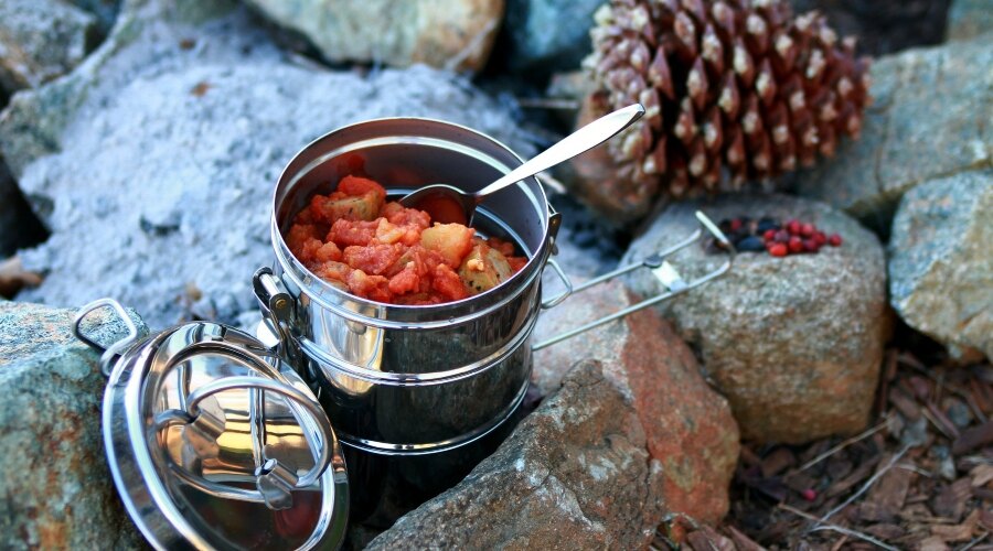 Food in a mess tin