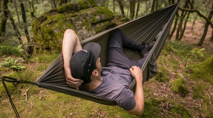 Man resting in hammock 