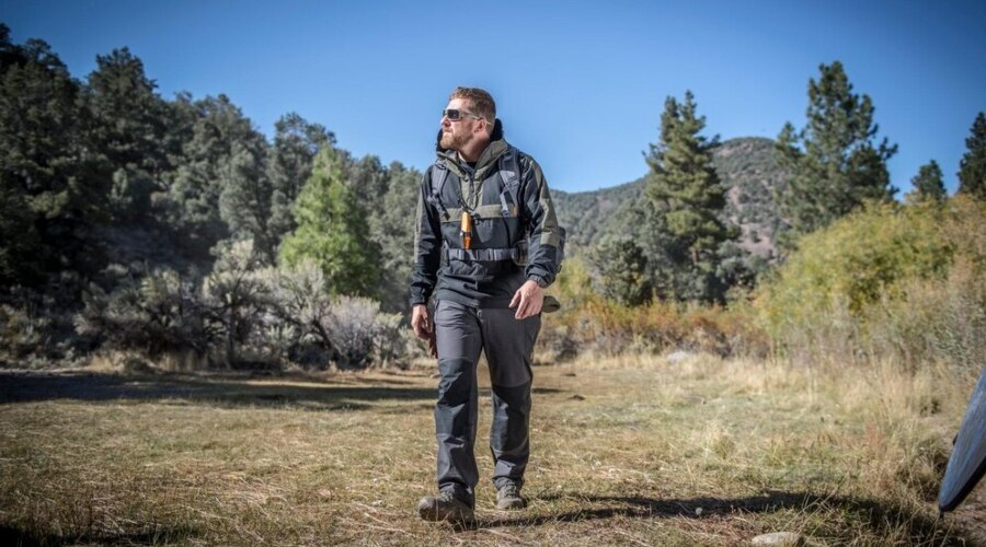 A man hiking in the woods