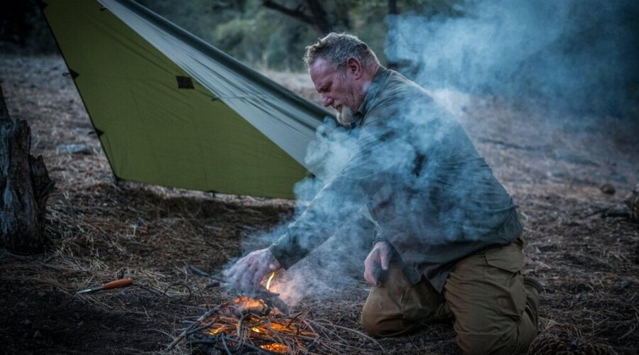 A man making a fire