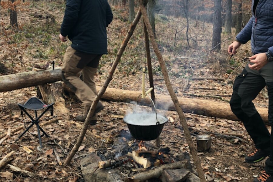 A kettle attached to a tripod. Picture: Hana and Jiří Sedlák