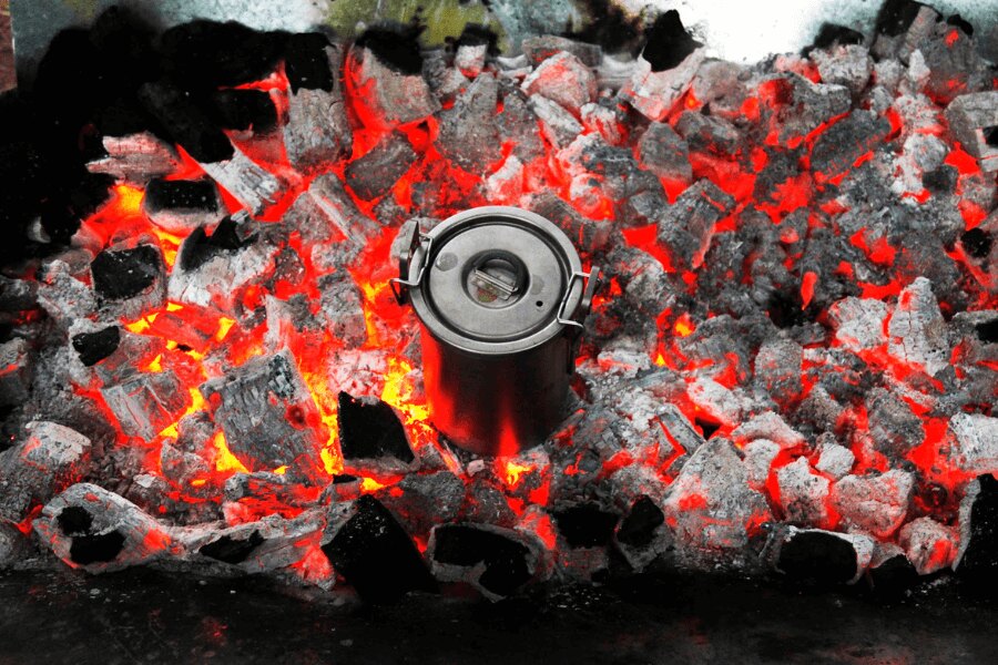 cooker, coals, leave no trace