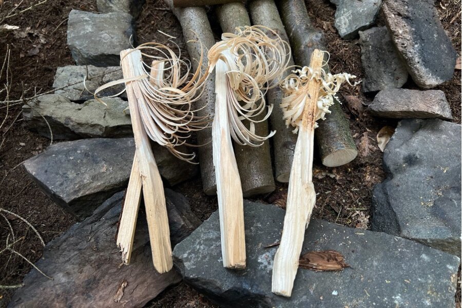 Featherstick, or "hairy wood", meant for starting a fire. Source: Sirka