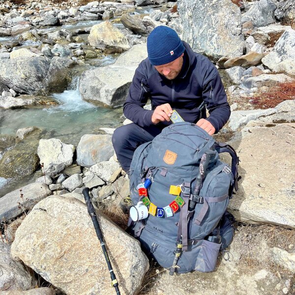 Fjällräven<sup>&reg;</sup> Kajka trekking backpack in the Himalaya mountains. Source: Rigad