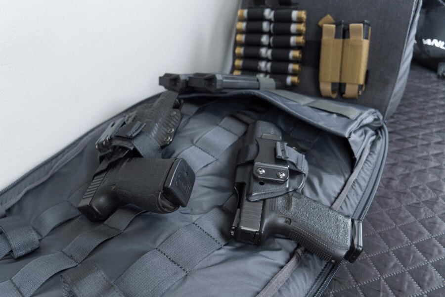 Helikon-Tex SBR Carrying weapon backpack with pistols, magazines and cartridges. Source: Rigad