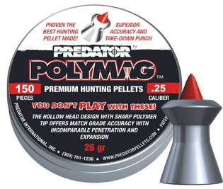 JSB® Predator Polymag 6.35mm pellets / 150 pcs