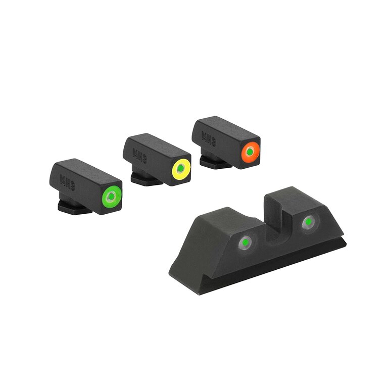 Meprolight® Hyper-Bright™ Pistol Set tritium sights / green front sight, green rear sight