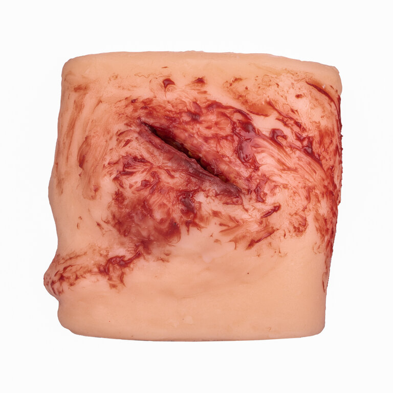 TactiFlesh Hyper-realistic wound moulage  - shrapnel wounds in groin area 